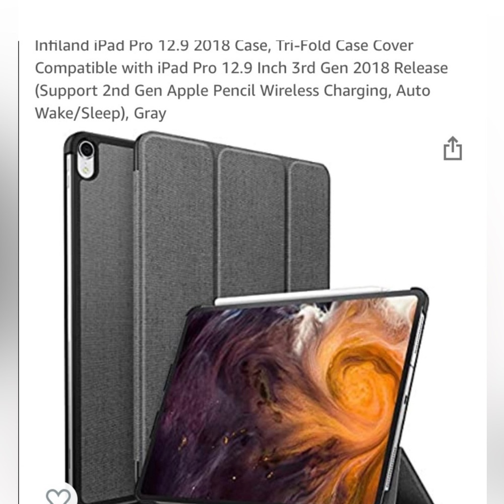 Infiland iPad Pro 12.9 2018 magnetic case black